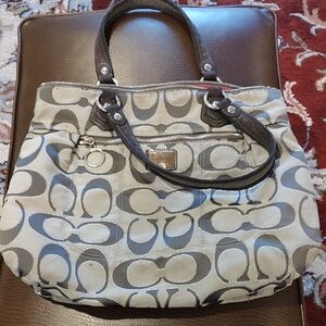 Beautiful Silver And Gray Coach Shoulder Tote